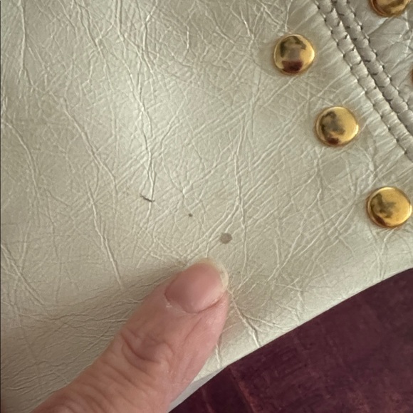 Sabina Elegant white soft Leather Bag with Gold Accents 80s - Picture 13 of 14